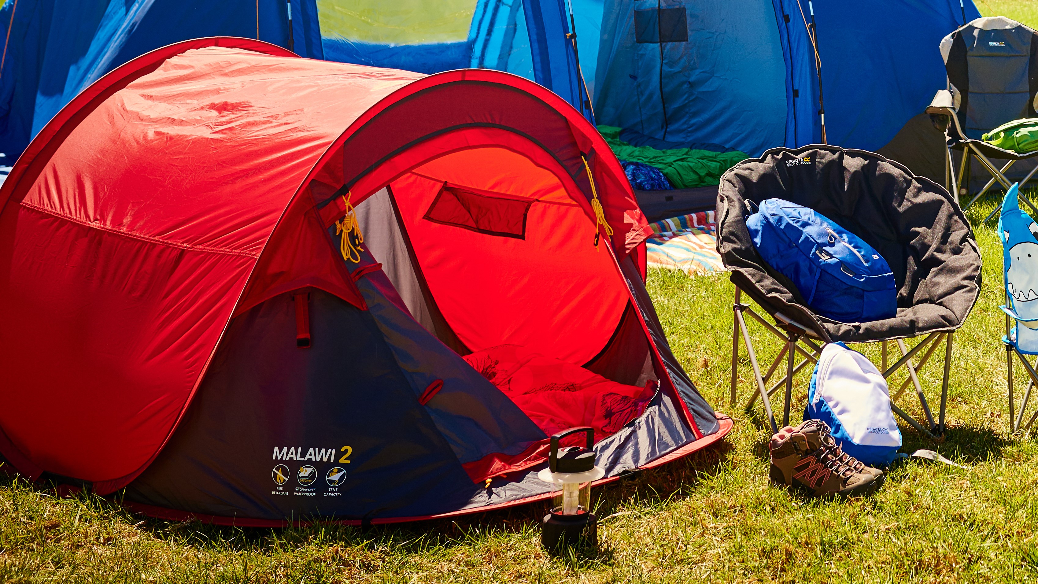 Regatta 2 Man Malawi Pop Up Print Festival Tents Waterproof Camping Equipment