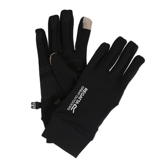 A pair of black softshell gloves with touch tips